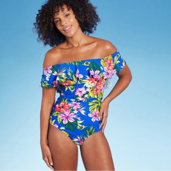 NWT Kona Sol Off Shoulder Ruffle Swimsuit - Picture 1 of 12